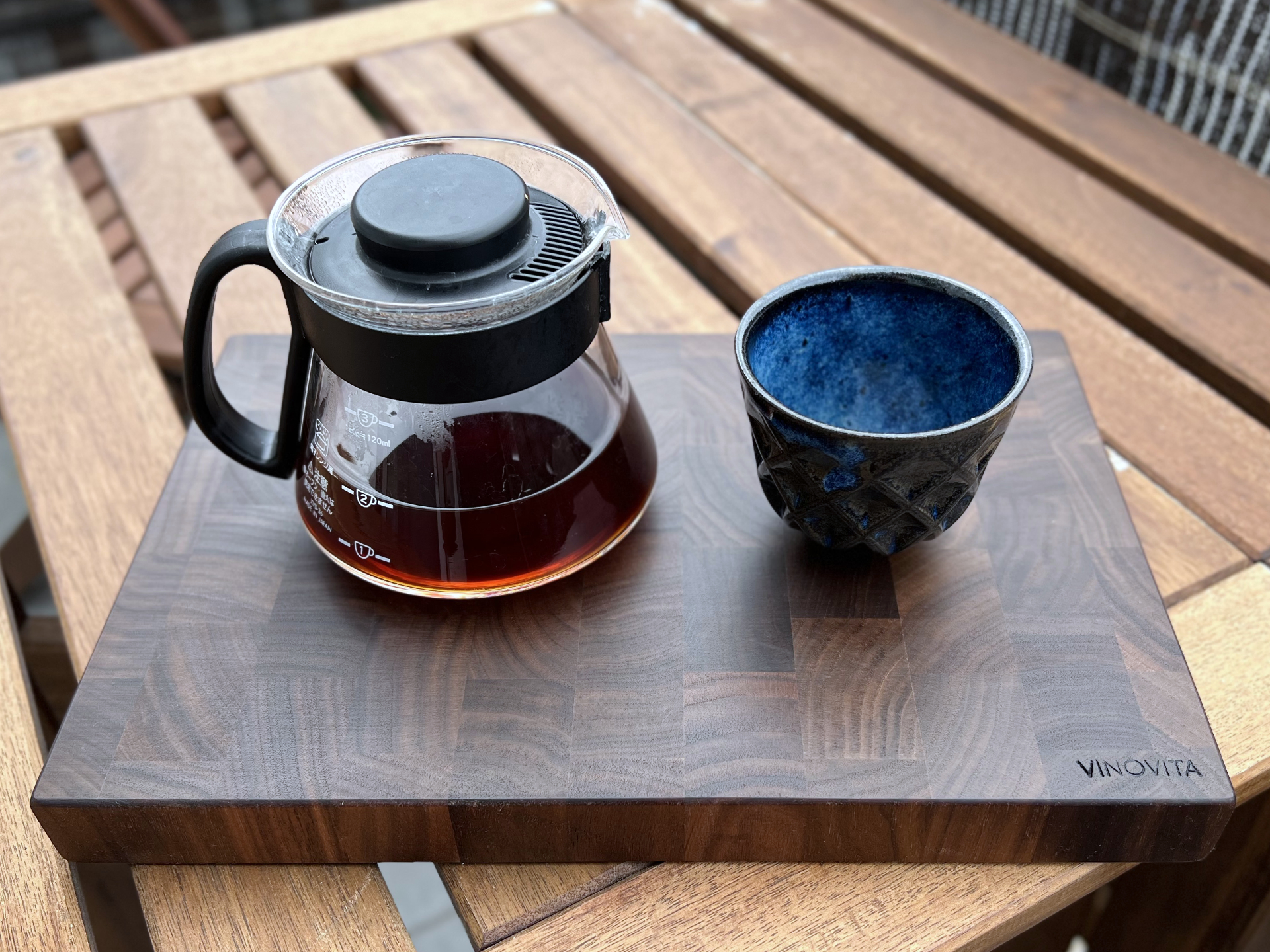 Having a cup of coffee on my balcony.